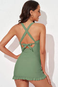 Tie Back Sleeveless Swim Dress Set