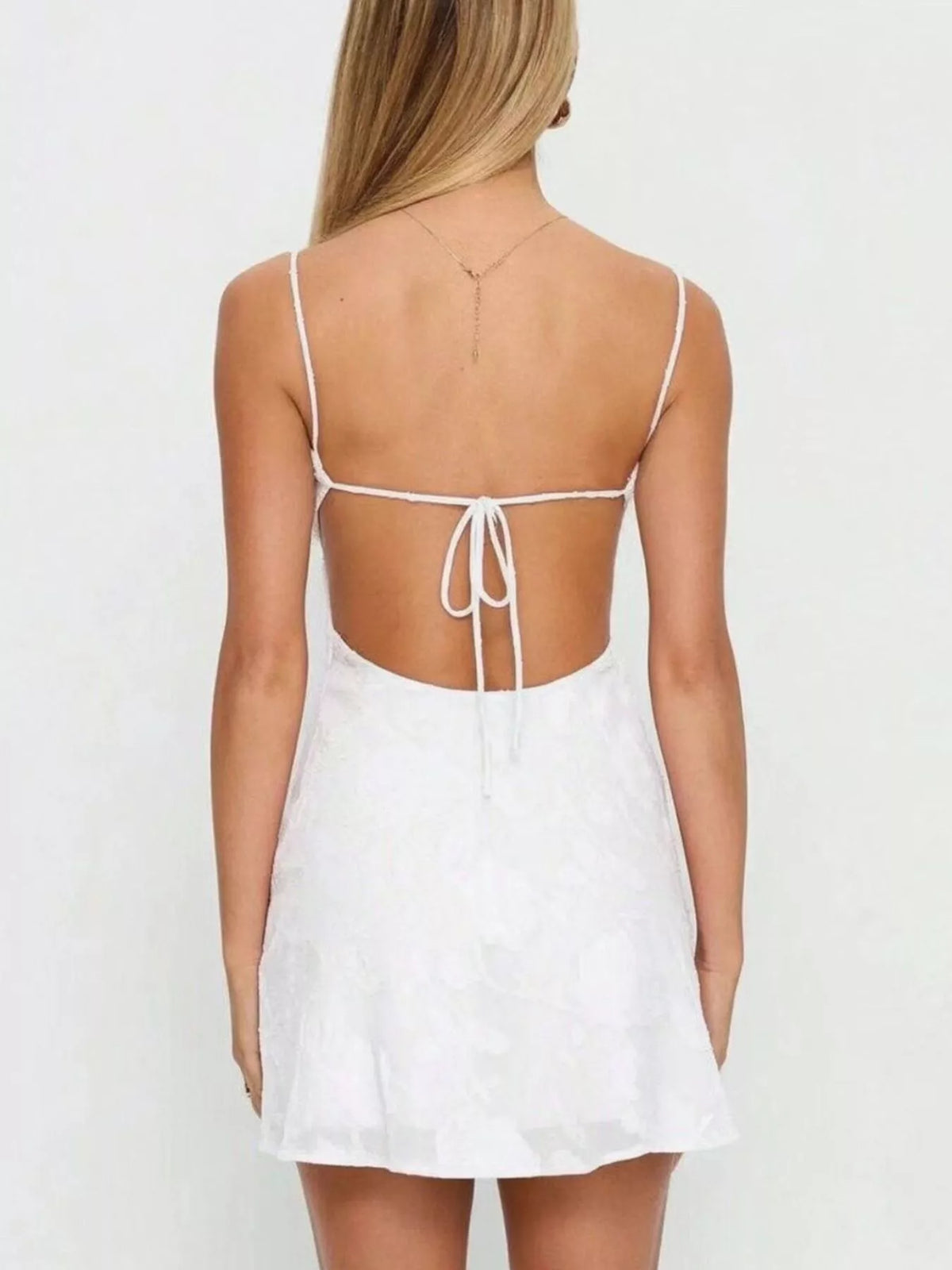 Tie-Back Spaghetti Strap Mini Dress