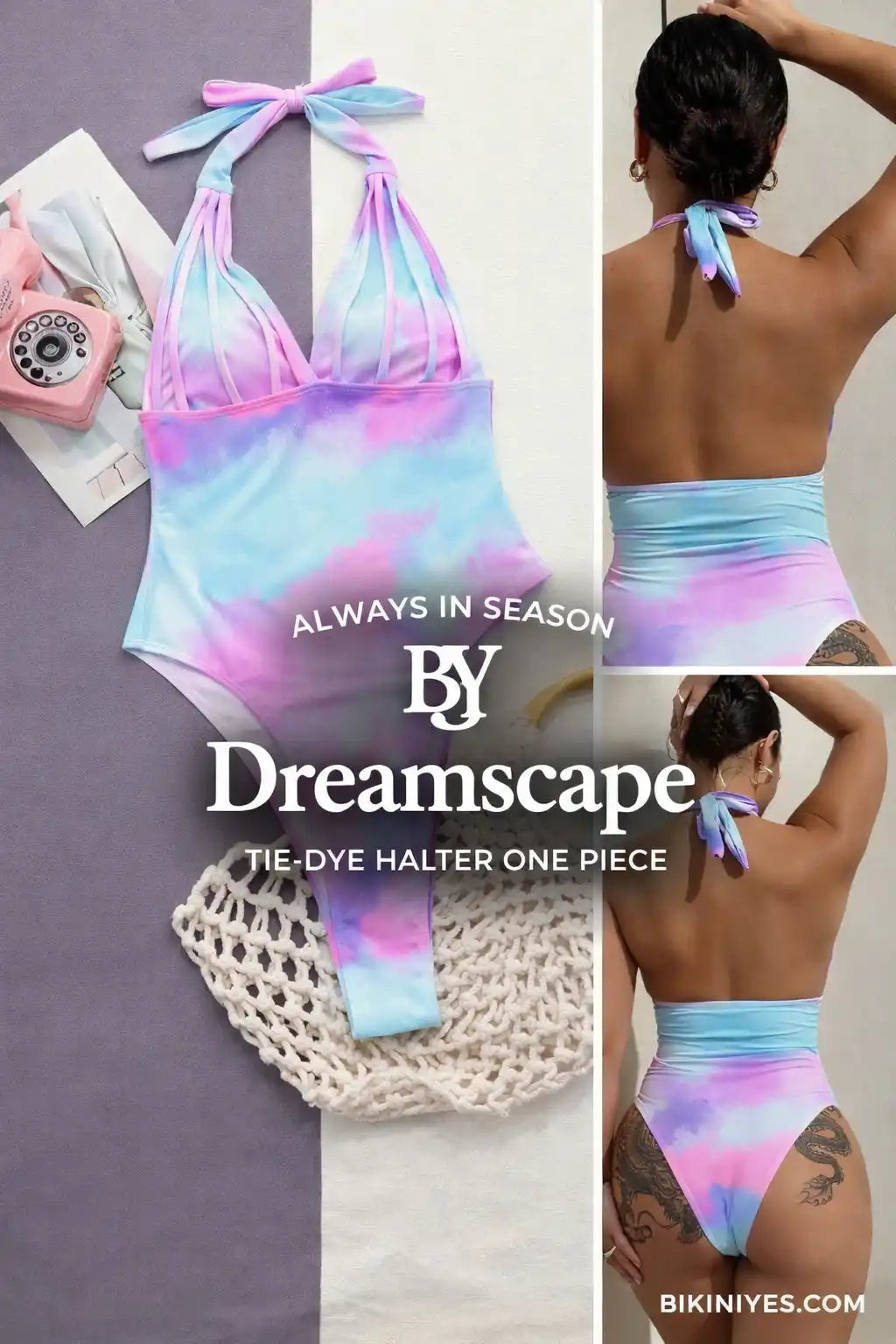 Tie-Dye Halter Neck One Piece Swimsuit