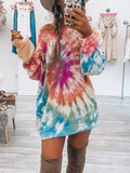 Tie-Dye Long Sleeve Dress Coral / S