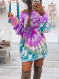 Tie-Dye Long Sleeve Dress Heliotrope Purple / S