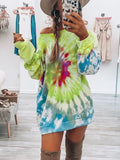 Tie-Dye Long Sleeve Dress Lime / S