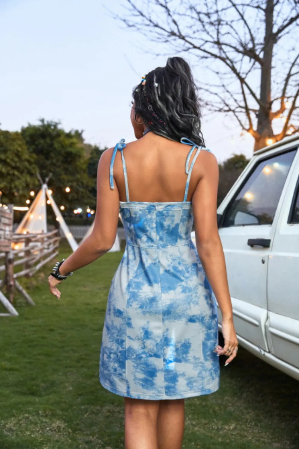 Tie-Dye Tie-Detail Sleeveless Mini Dress - product view 2