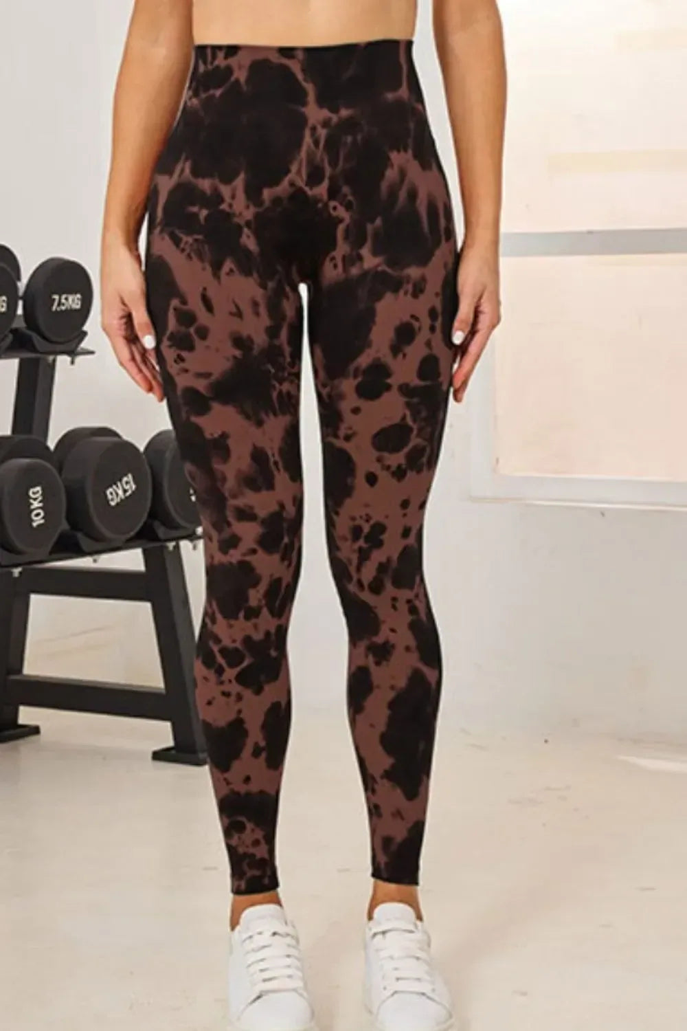 Tie Dye Workout Leggings Brown / S