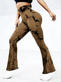 Tie-Dye Workout Leggings Coffee Brown / S