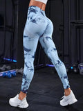 Tie-Dye Workout Leggings Navy blue /White / S