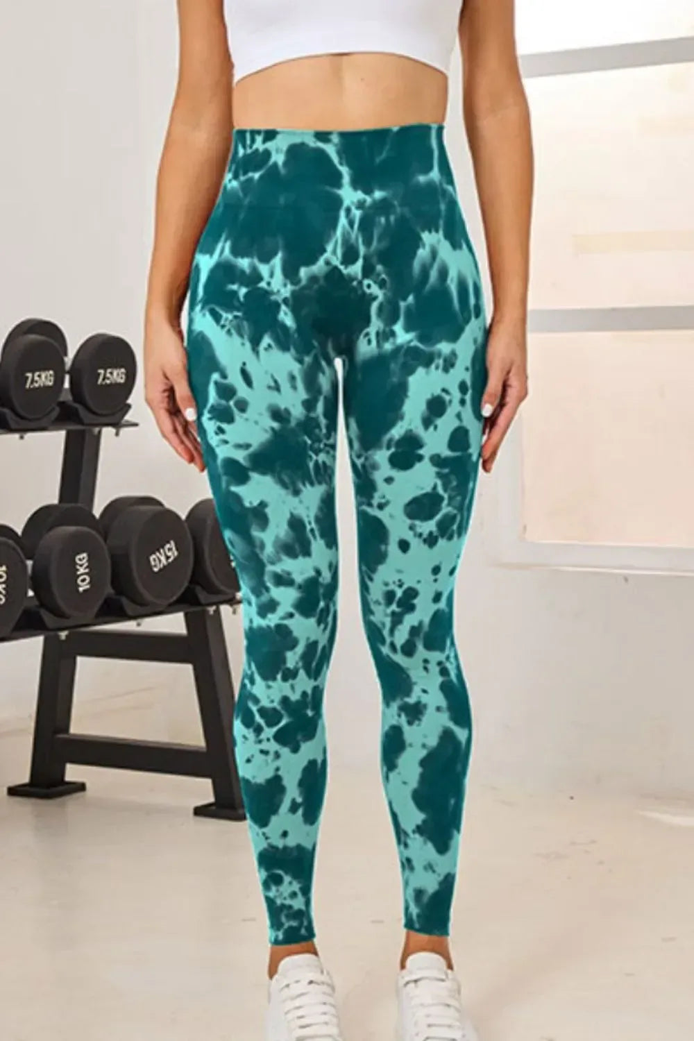 Tie Dye Workout Leggings Turquoise / S