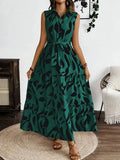 Tie Waist Maxi Dress Dark Green / S