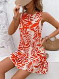 Tie-Waist Ruffle Hem Mini Dress