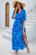 Tied Half Sleeve Dress Sky Blue / S