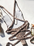 Leopard Plunge Tie One Piece Swimsuit