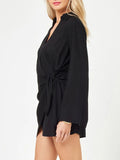Tied Long Sleeve Cover Up Dress