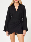 Tied Long Sleeve Cover Up Dress