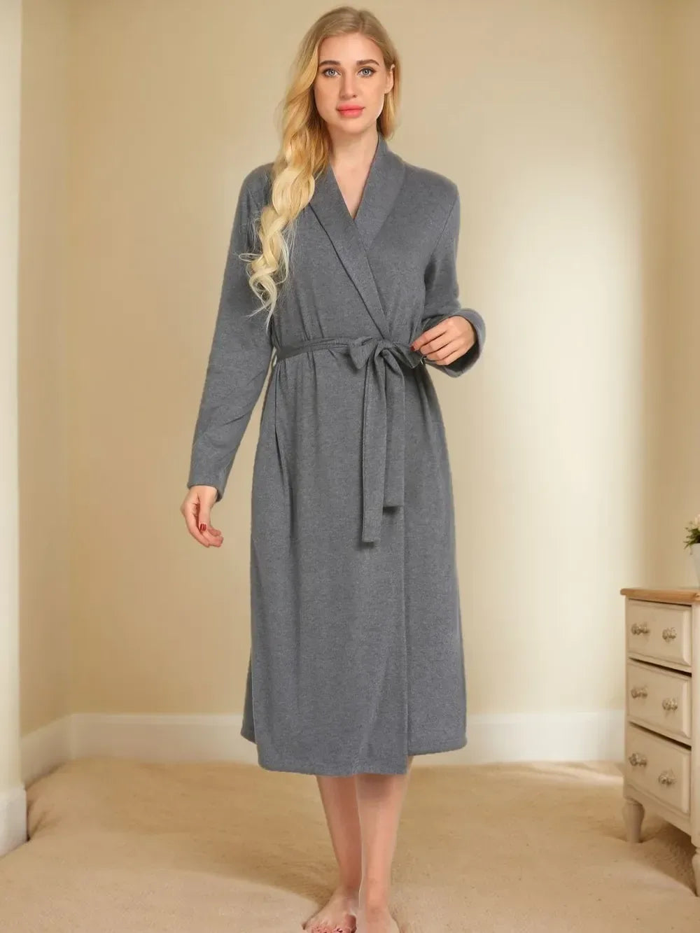 Tied Lounge Nightgown for Women Gray / S