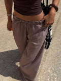 Tied Striped Wide Leg Pants