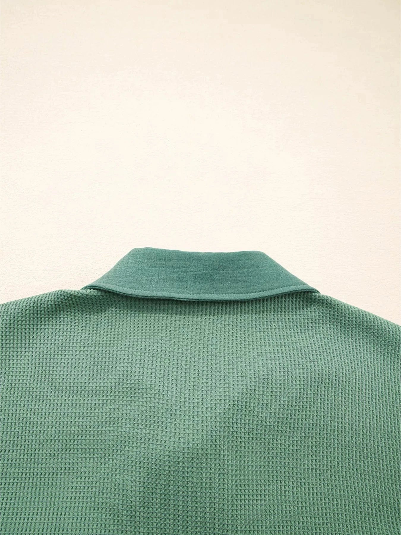 Waffle Knit Vintage Patchwork Button Up Loose Shirt Tops and sweaters and T-Shirts