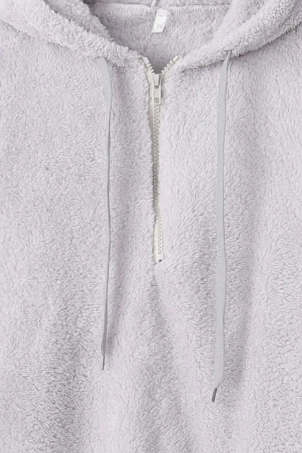 Full Size Quarter-Zip Drawstring Teddy Hoodie Tops and T-Shirts