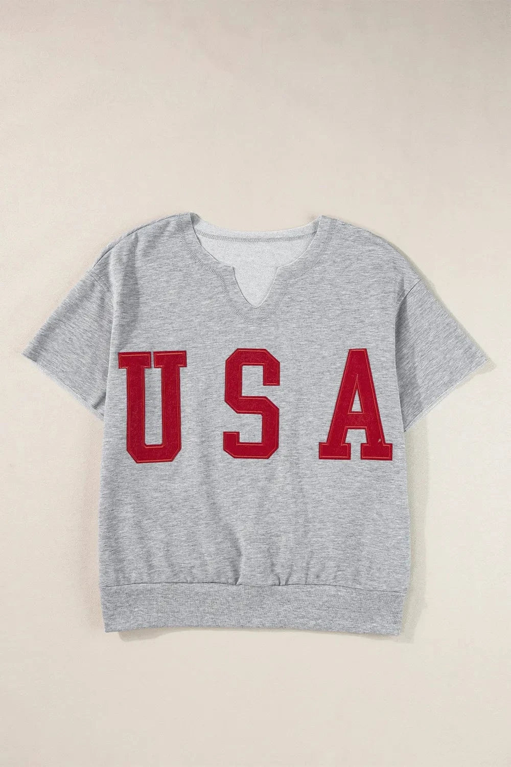 USA Notched Short Sleeve T-Shirt tops