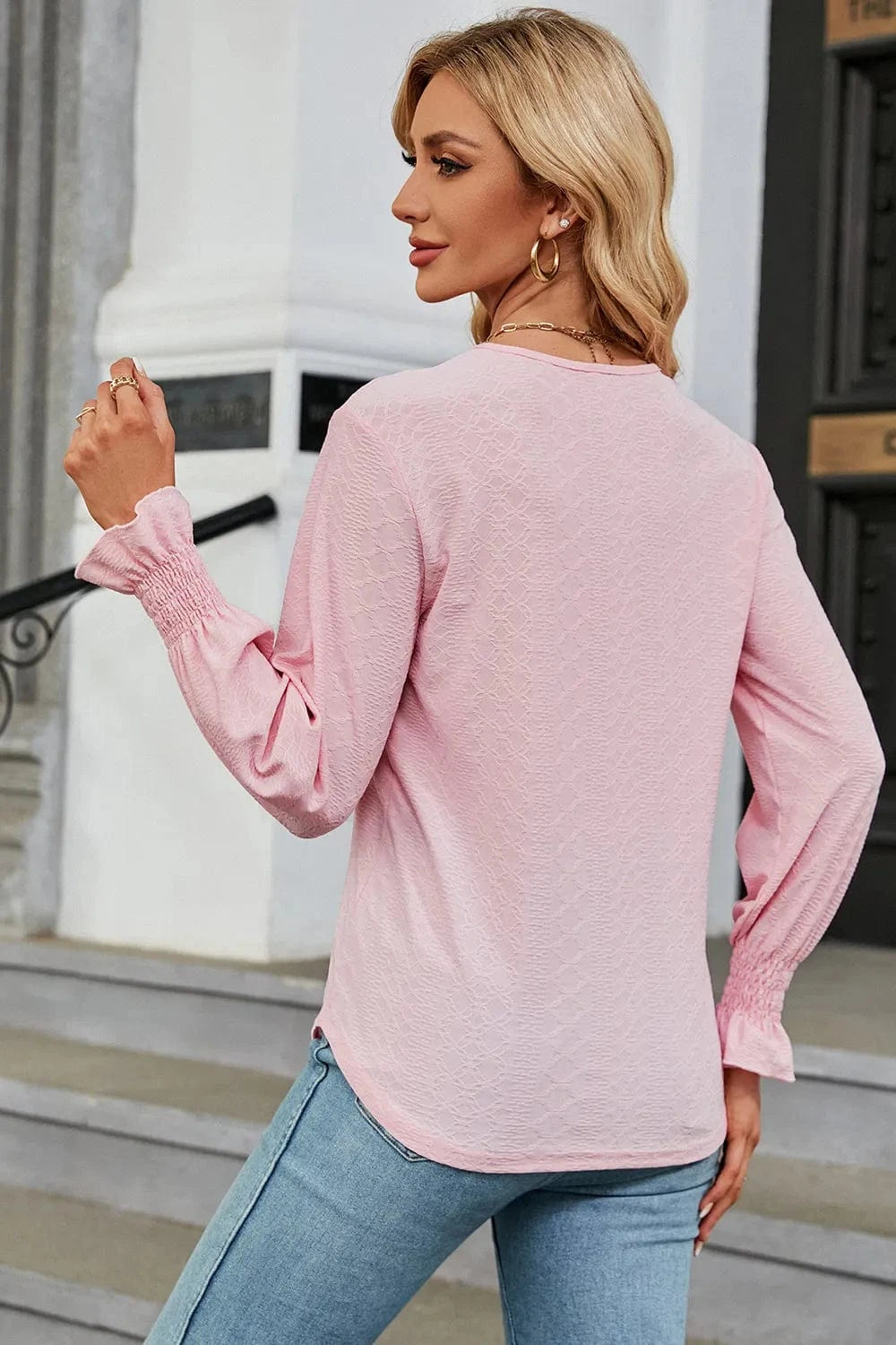 V-Neck Flounce Sleeve T-Shirt tops