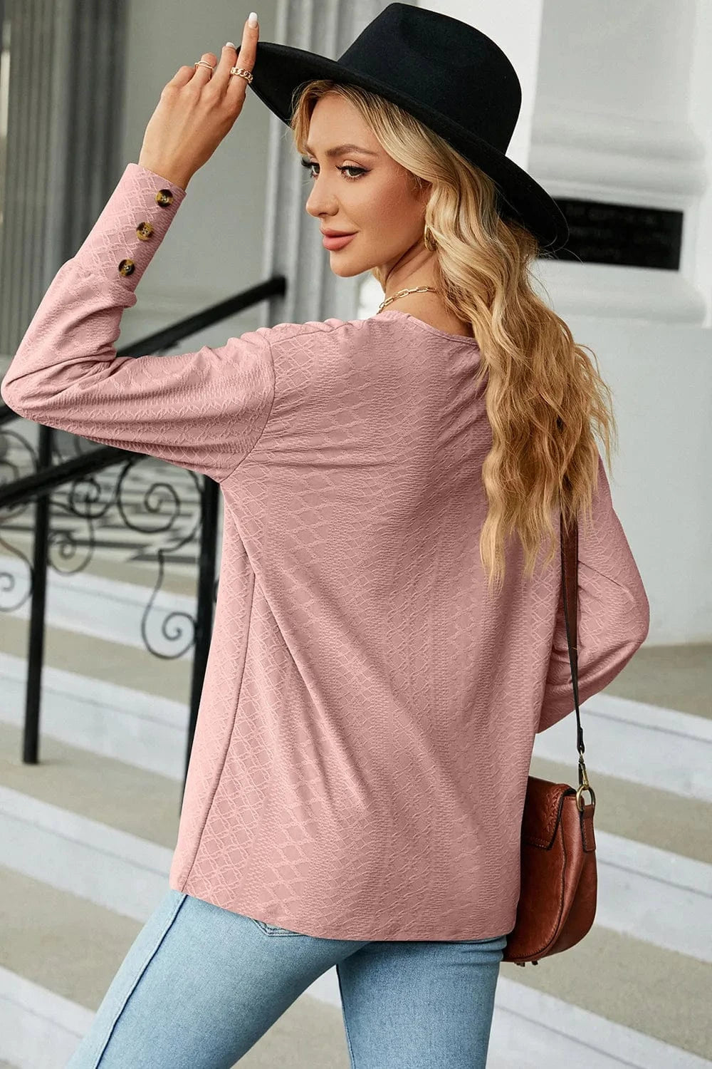 V-Neck Lantern Sleeve T-Shirt tops
