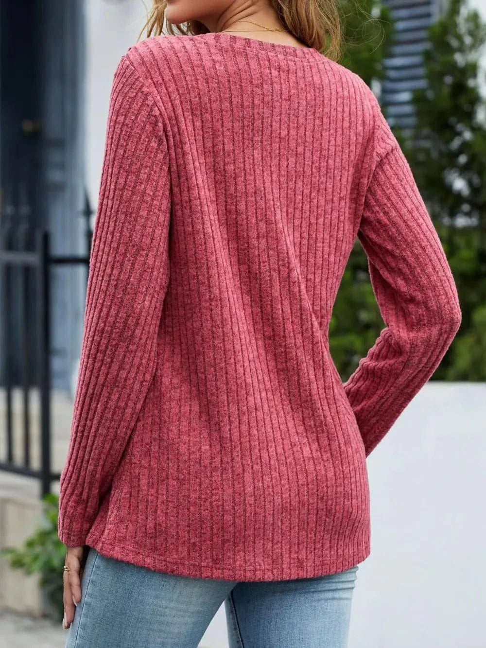 V-Neck Long Sleeve T-Shirt tops