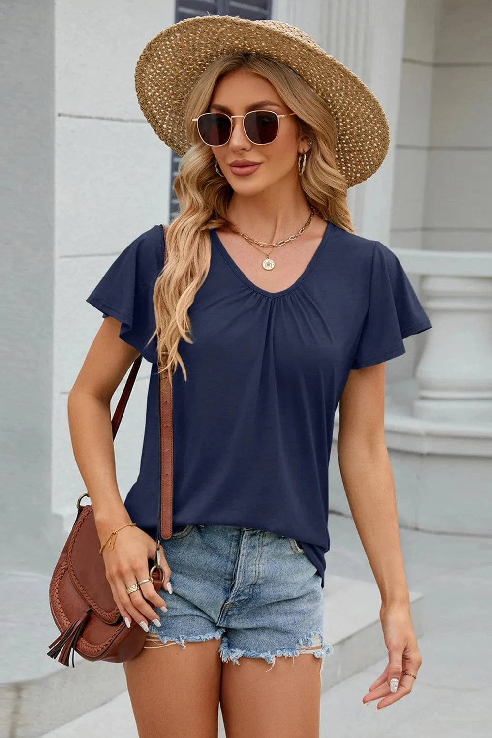 V-Neck Short Sleeve T-Shirt tops