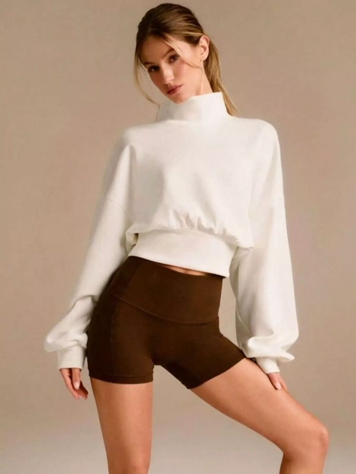 Turtleneck Drop-Shoulder Sweatshirt