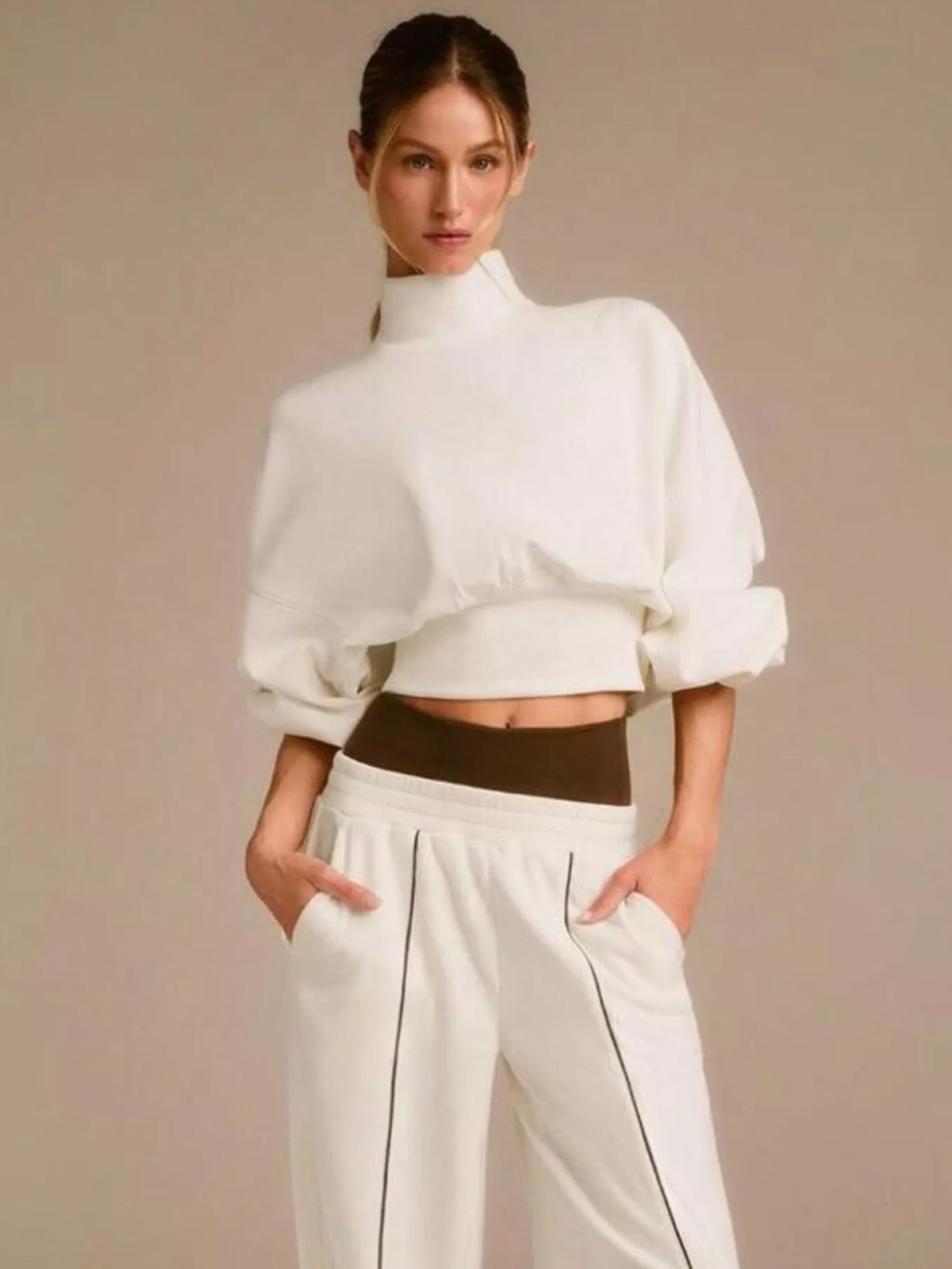 Turtleneck Drop-Shoulder Sweatshirt