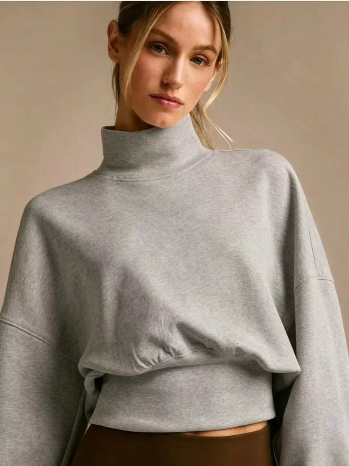 Turtleneck Drop-Shoulder Sweatshirt