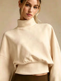 Turtleneck Drop-Shoulder Sweatshirt Apricot / S