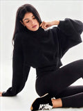Turtleneck Drop-Shoulder Sweatshirt Black / S
