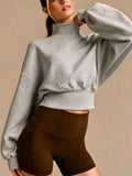 Turtleneck Drop-Shoulder Sweatshirt Gray / S