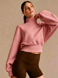 Turtleneck Drop-Shoulder Sweatshirt Pink / S