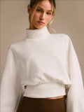 Turtleneck Drop-Shoulder Sweatshirt White / S