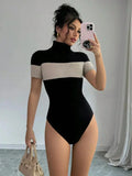 Turtleneck Ribbed Bodysuit
