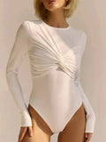Twist Front Bodysuit White / S