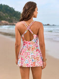 Twist Front Crisscross One Piece Swimsuit