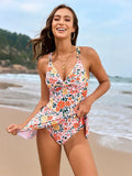 Twist Front Crisscross One Piece Swimsuit