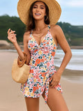 Twist Front Crisscross One Piece Swimsuit Orange / S