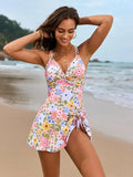 Twist Front Crisscross One Piece Swimsuit