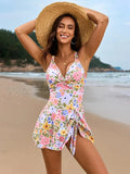 Twist Front Crisscross One Piece Swimsuit Pastel  Blue / S