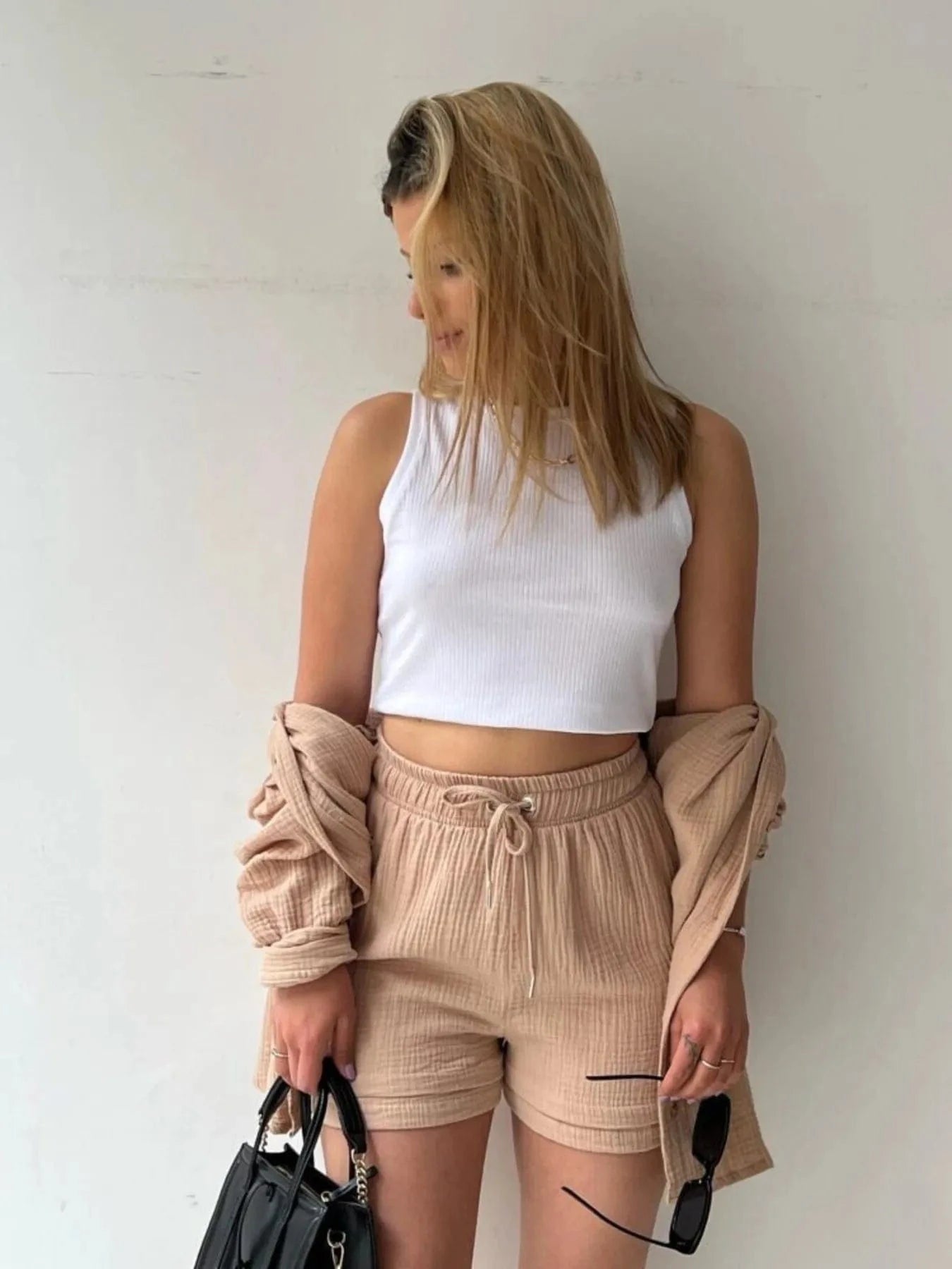 Button Up Shirt and Shorts Set Two-Piece sets