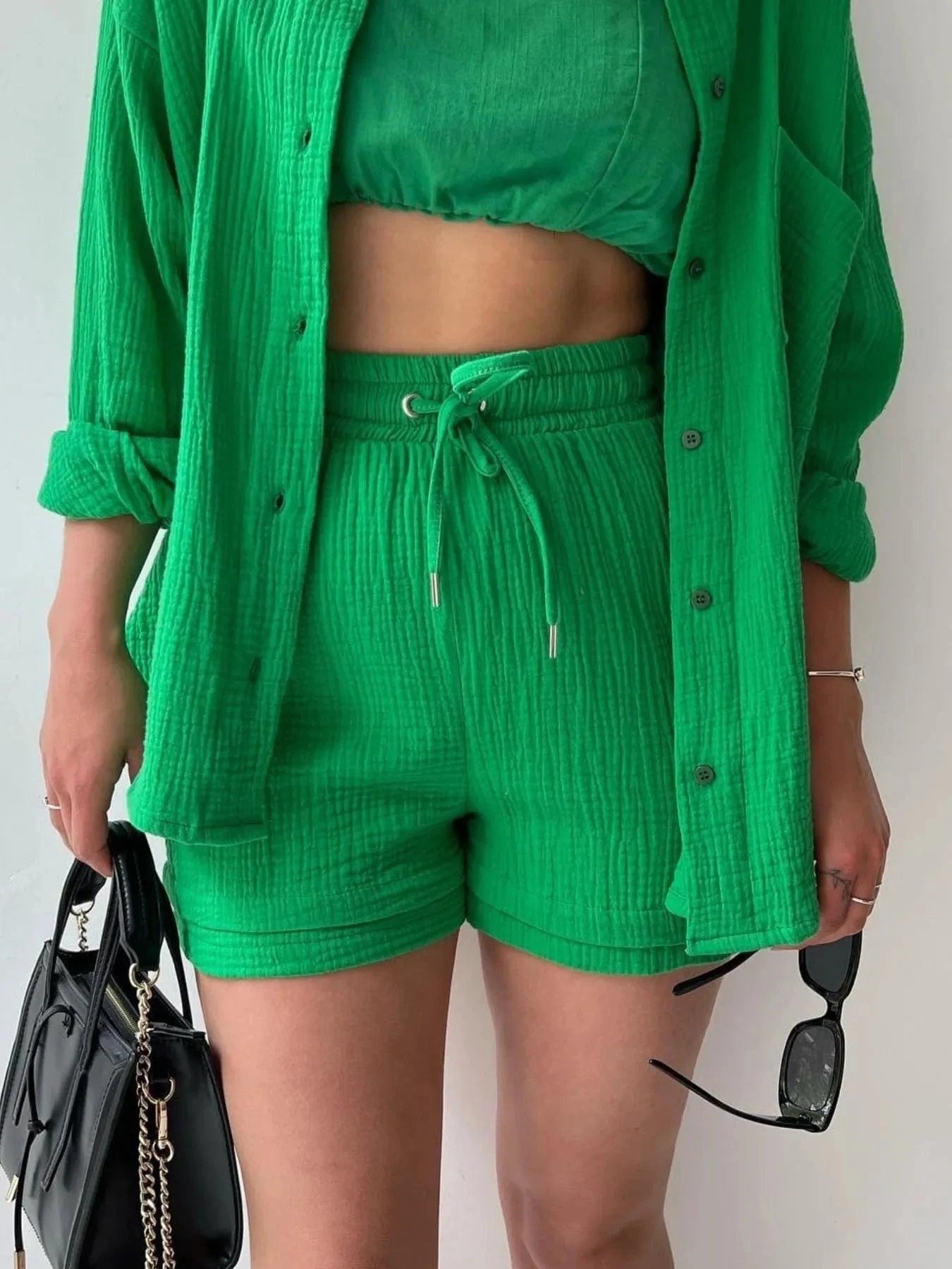 Button Up Shirt and Shorts Set Two-Piece sets
