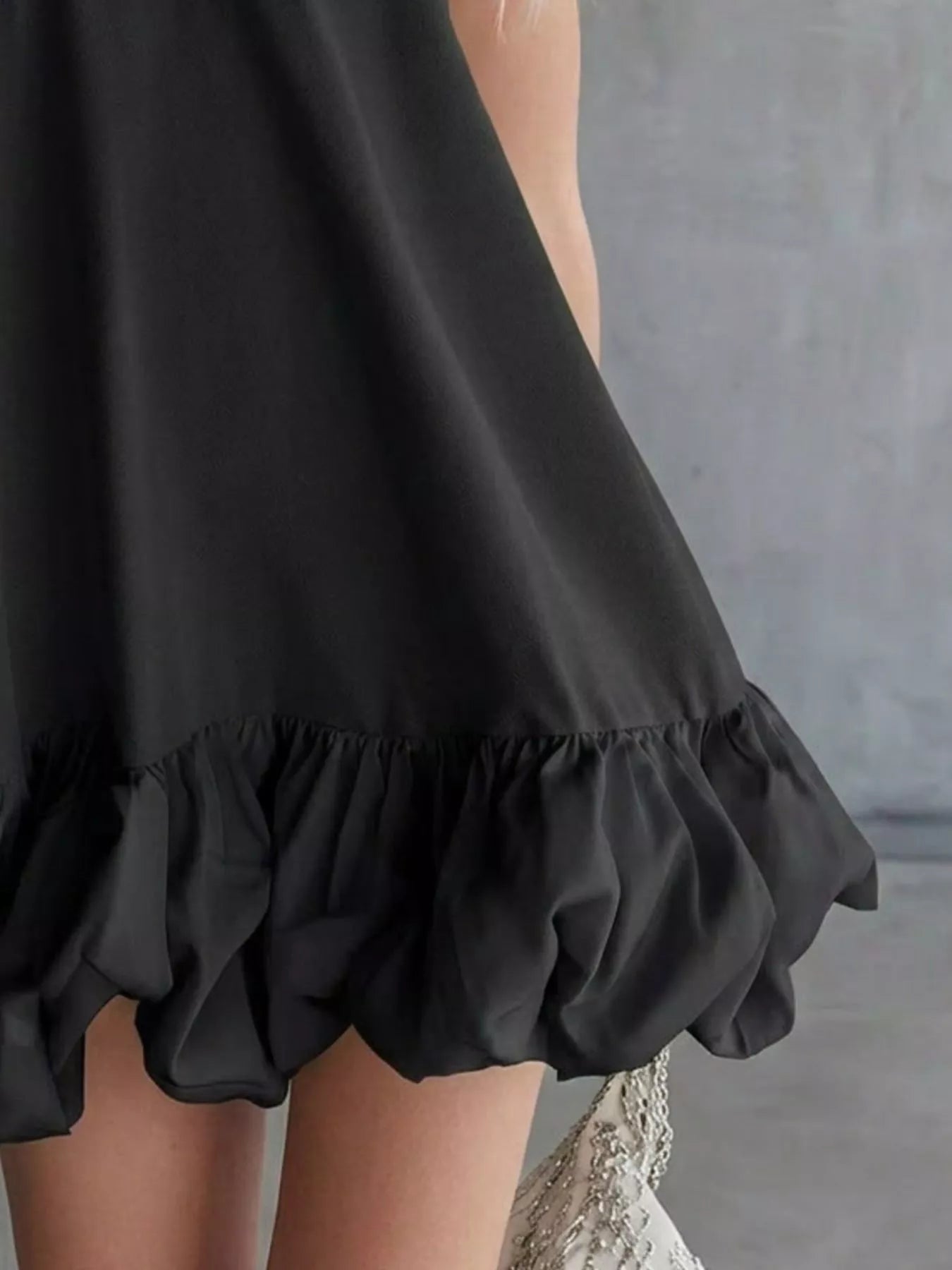 V-Neck Bubble Hem Mini Dress Plus Size
