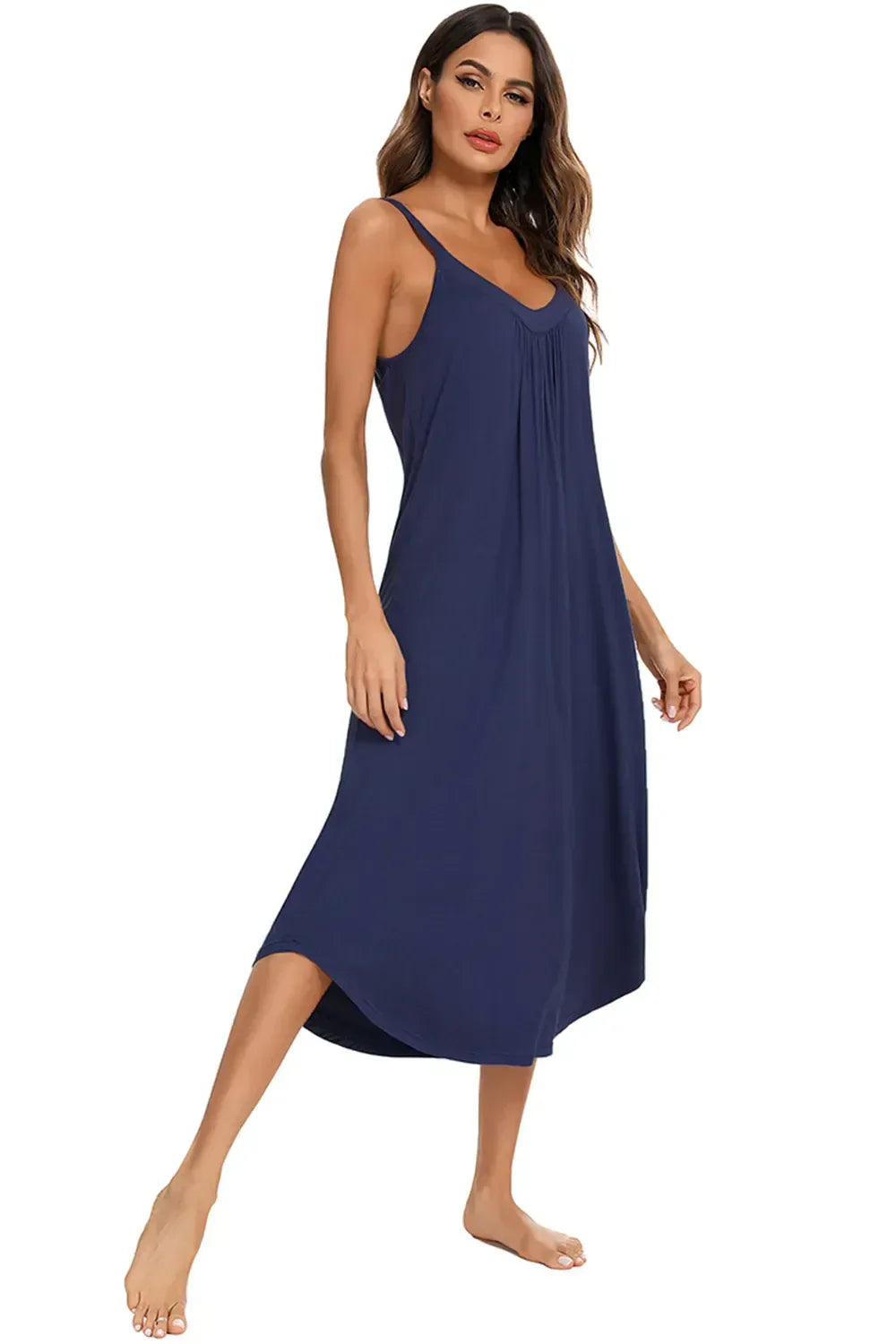 V-Neck Midi Lounge Dress for Women