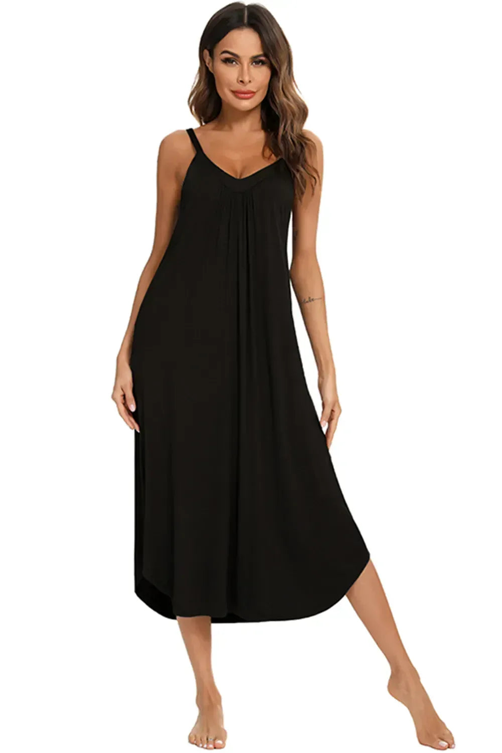 V-Neck Midi Lounge Dress for Women
