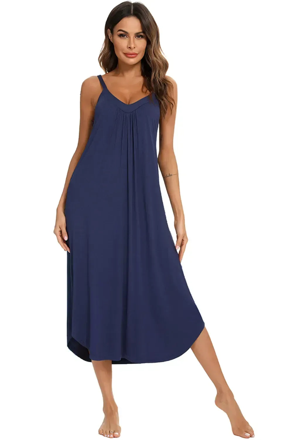 V-Neck Midi Lounge Dress for Women