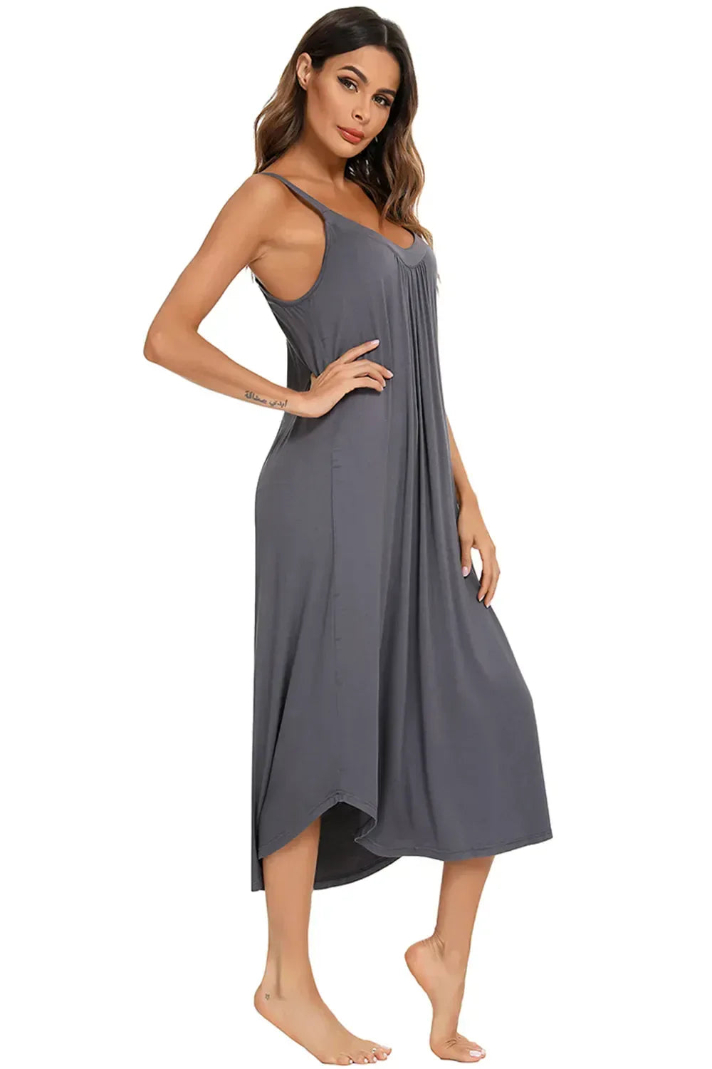 V-Neck Midi Lounge Dress for Women
