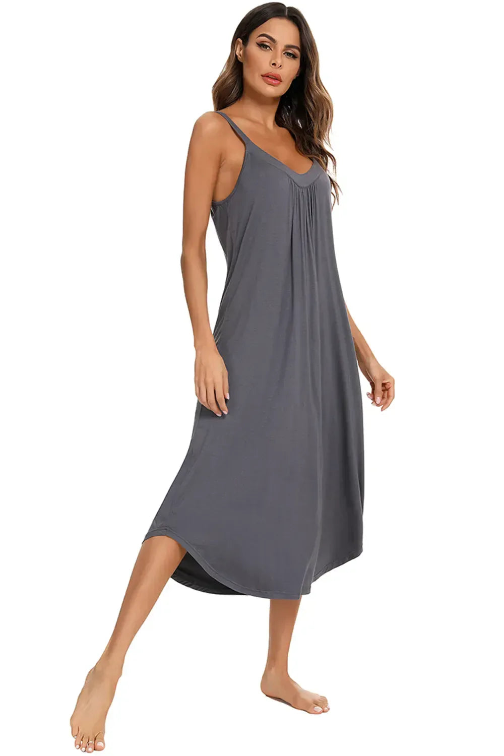 V-Neck Midi Lounge Dress for Women