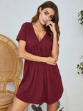 V-Neck Short Sleeve Lounge Dress for Women